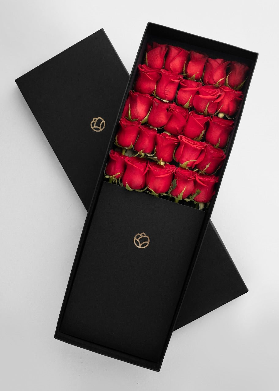 25 Rosas rojas en caja