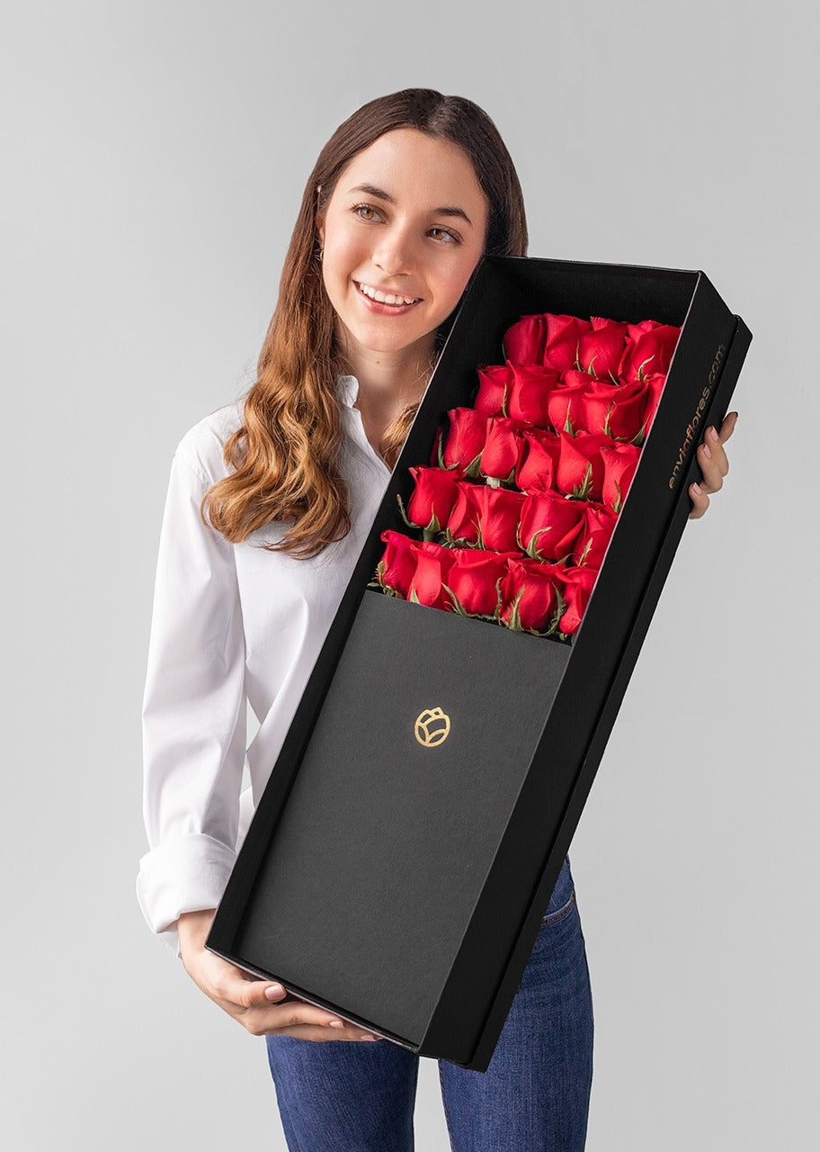 25 Rosas rojas en caja